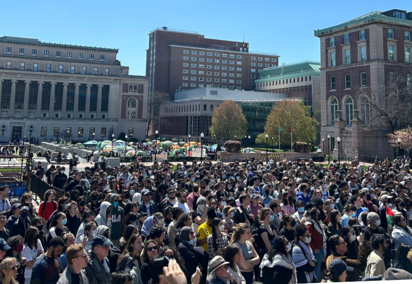 protest on university campus
