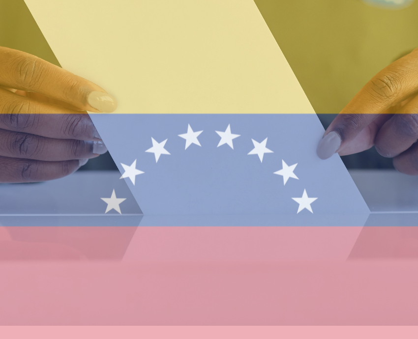 Venezuelan flag and woman voting.