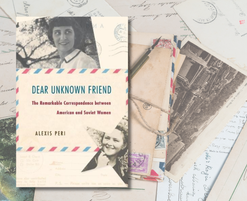 book cover with letters in the background