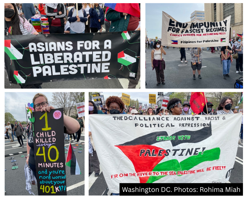 Protesters with banners