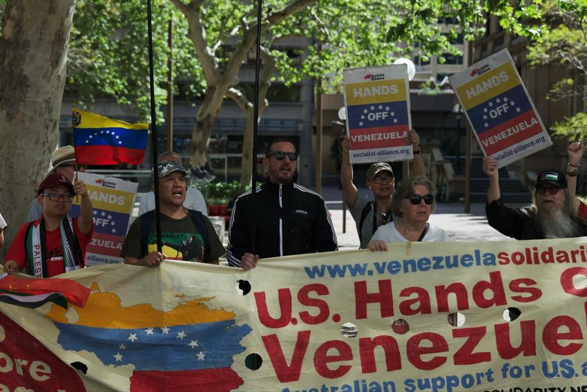 Protesting US intervention into Latin America.