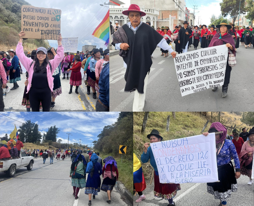 Collage of photos of protests across Ecuador