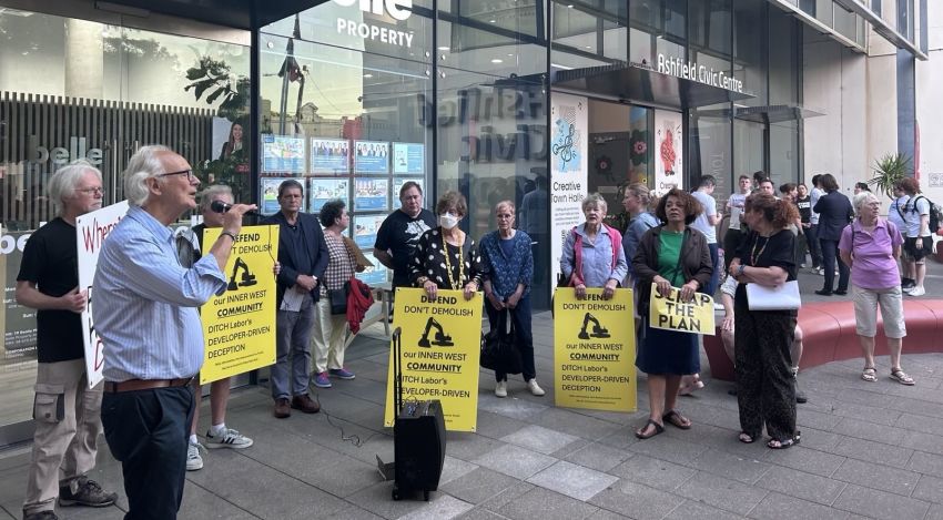 community rally outside Inner West Council meeting