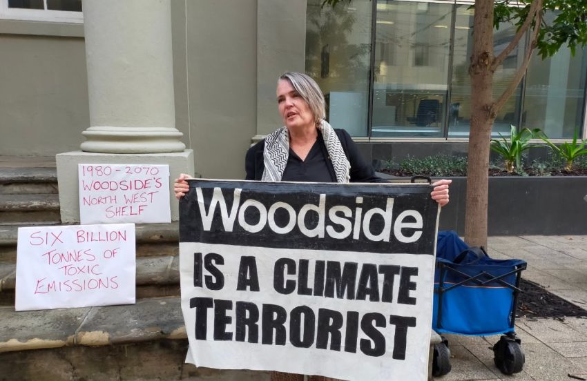 Woodside protester at court case