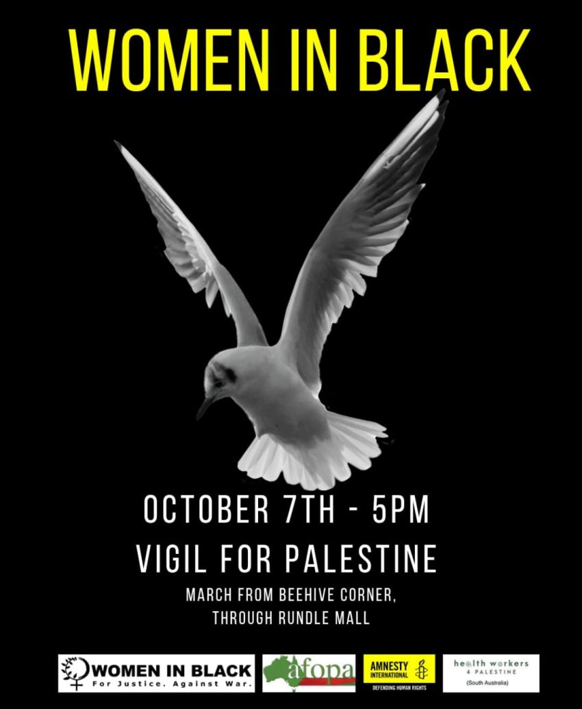 Vigil and Procession for Palestine poster - Adelaide 07/10/2025