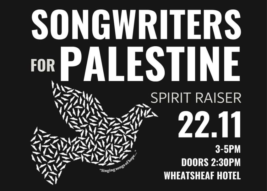 Graphic for Songwriters for Palestine fundraising event