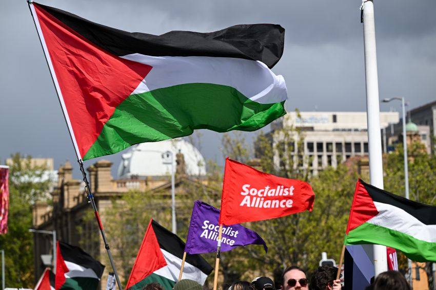 flags waving