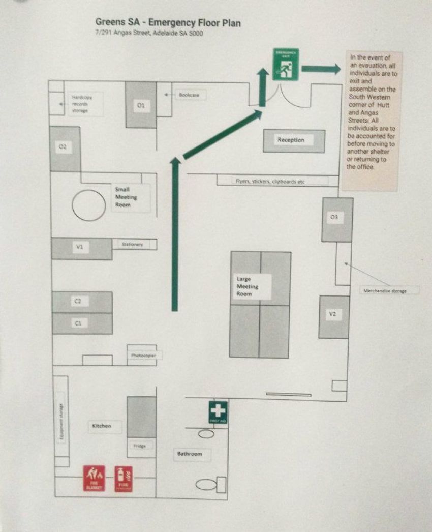 Graphic: Greens SA office floor plan.