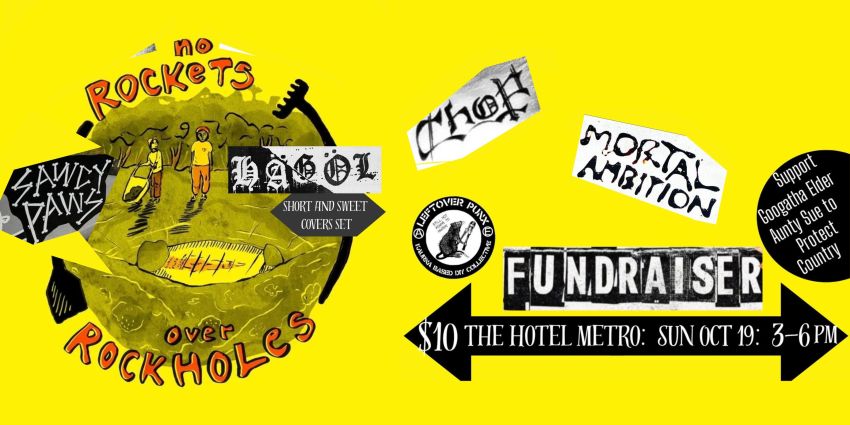 Graphic: No Rockets Over Rockholes Fundraiser 19/10/2025