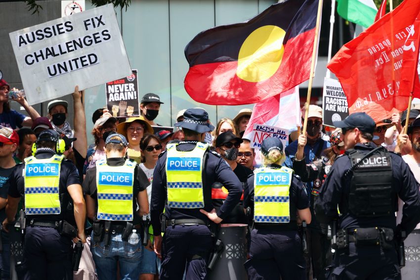 line of police