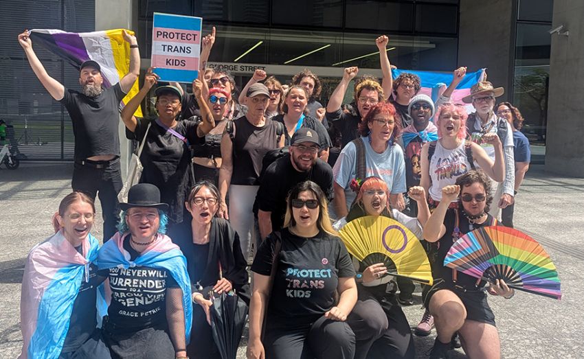 Community rally in support of trans rights outside Supreme Court, October 22