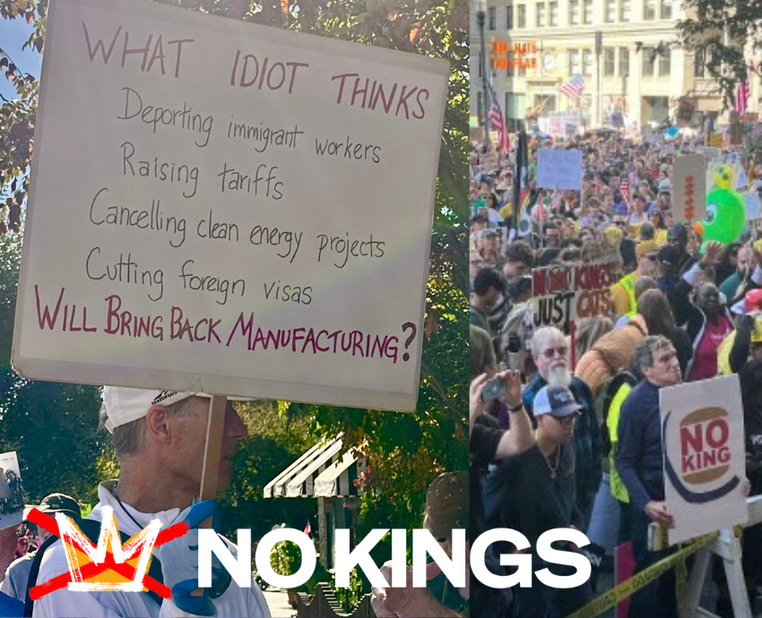 protesters carrying signs
