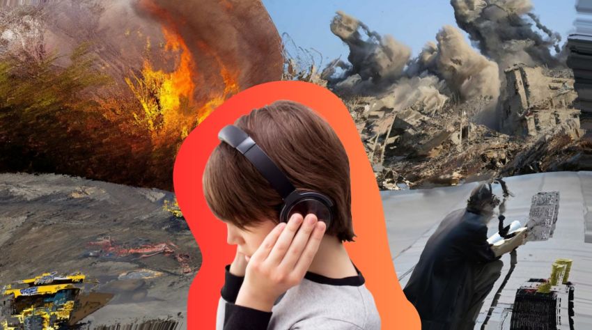 kid with headphones on
