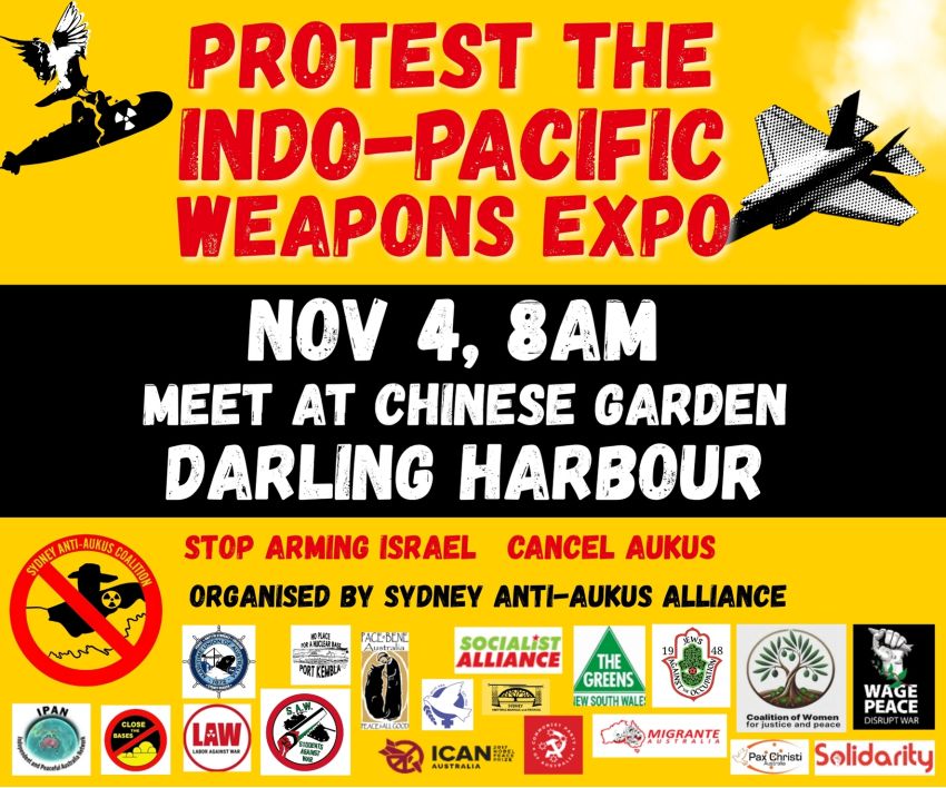 protest indo pacific weapons expo