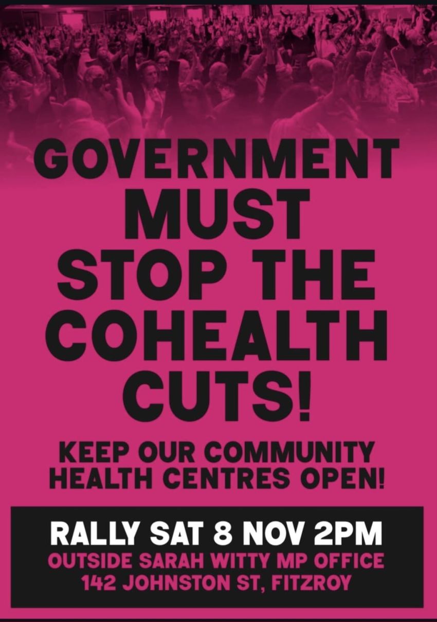 Government must stop the cohealth cuts!