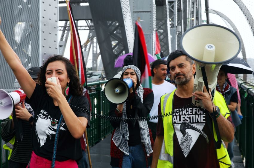 Marching across the Story Bridge, Magan-djin/Brisbane, November 15