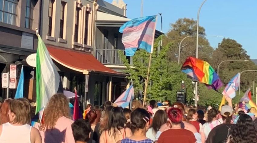 Cropped photo from Pride March 2025, Trans Justice Adelaide