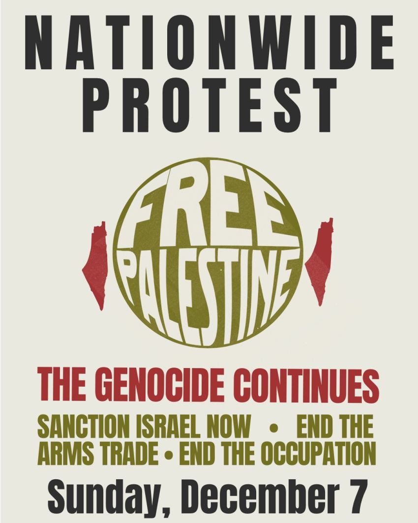 Poster for Nationwide Protest for Palestine 07/12/2025 Townsville