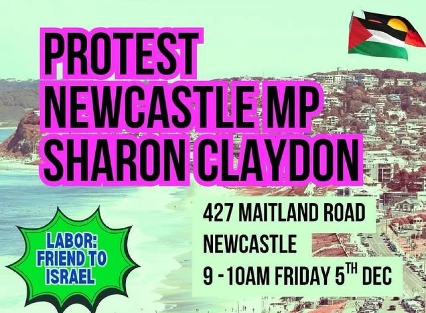 Graphic for event Weapons Out Of Muloobinba: Protest Newcastle MP Sharon Claydon 05/12/2025