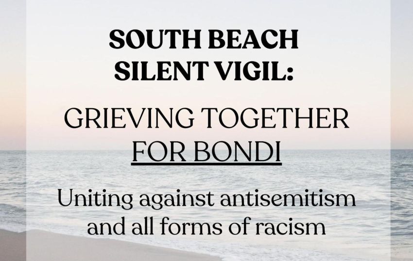 Graphic for event South Beach Silent Vigil: Greiving Togther For Bondi, 7pm 21/12/2025 South Beach, South Walyalup