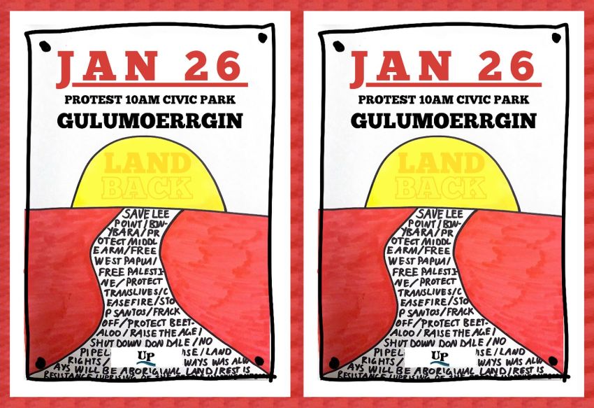 Leaflet for event Land Back: Darwin Invasion Day Protest 2024