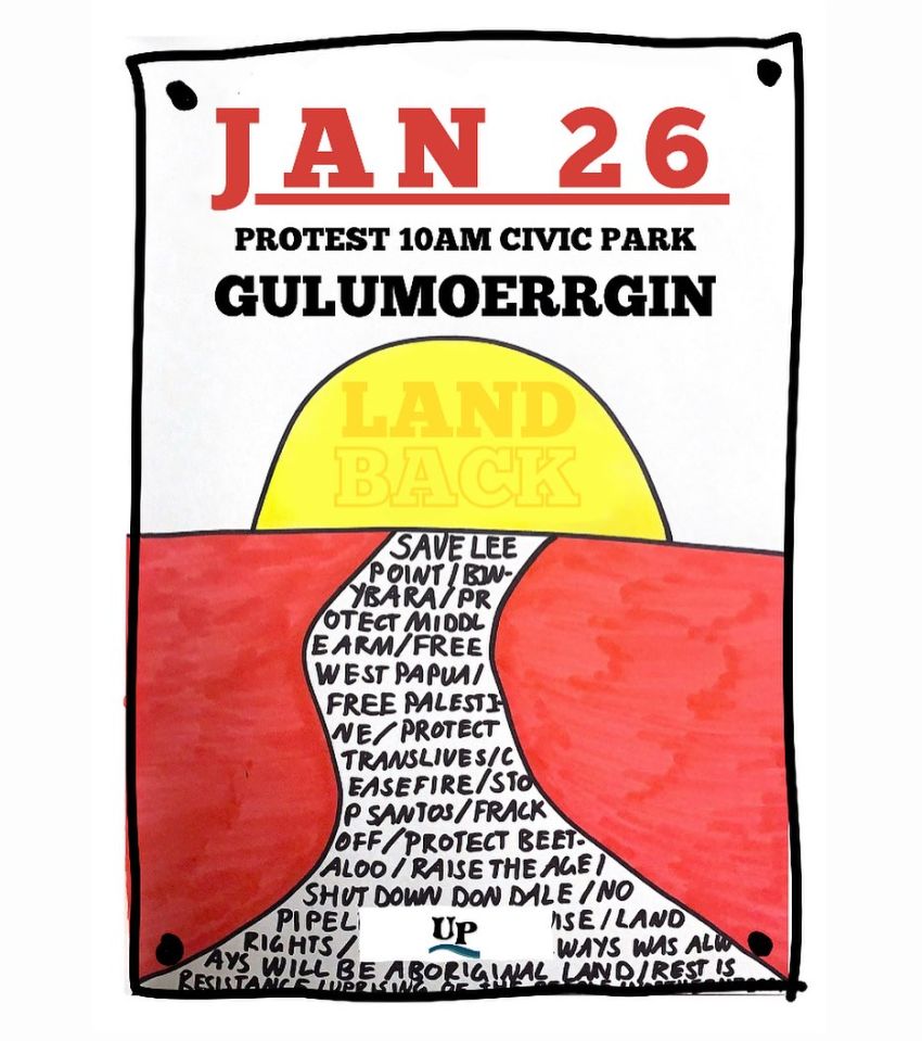 Poster for event Land Back: Darwin Invasion Day Protest 2024