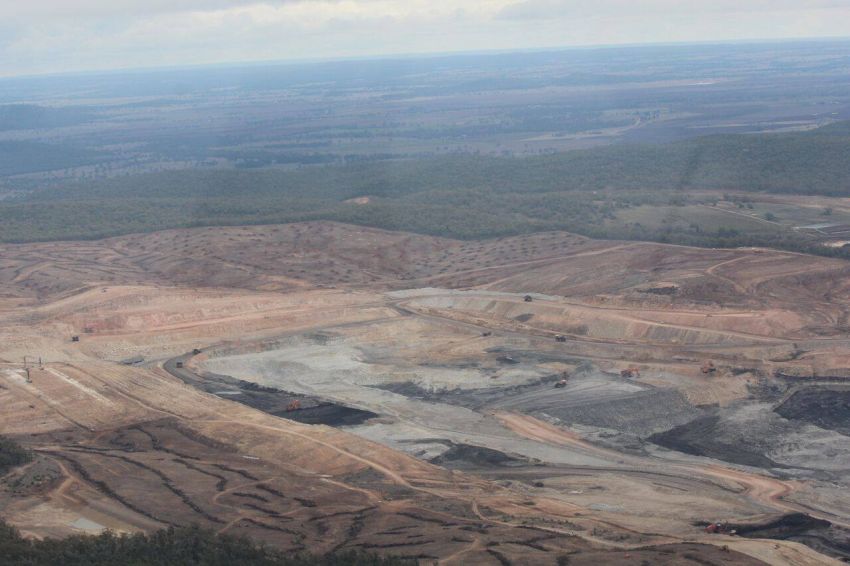 Photo of a mine, possibly Maules Creek Mine, taken from an aircraft