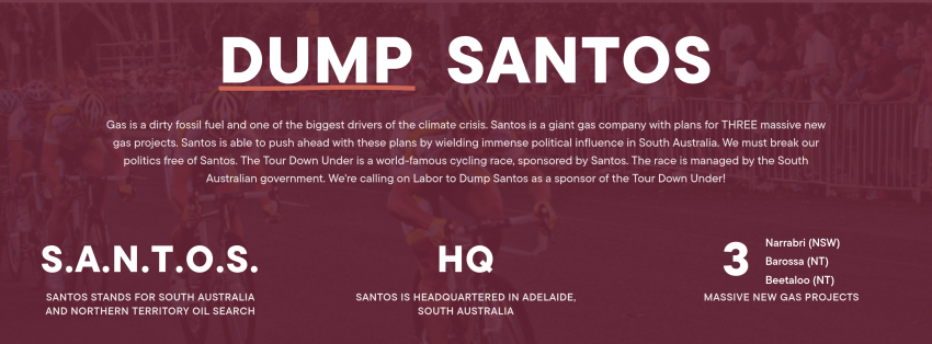 Graphic for Conservation SA's Dump Santos campaign