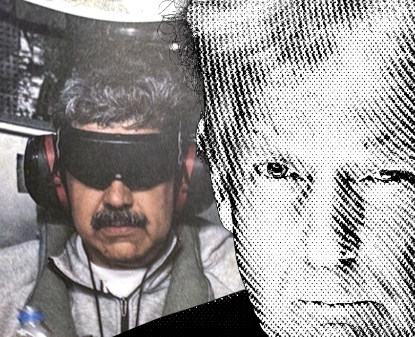 Maduro blindfolded and Trump