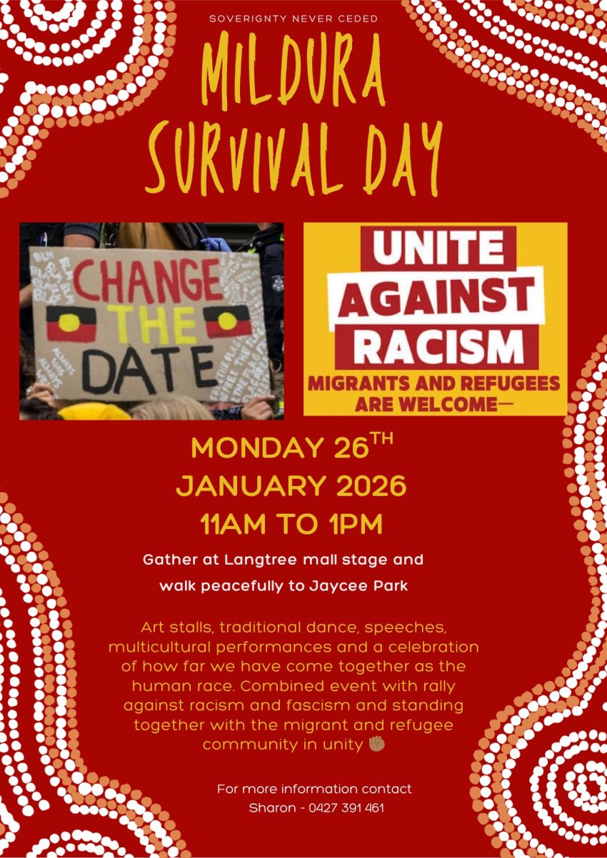 Poster for event: Mildura Survival Day 2026, 11am - 1pm Mildura