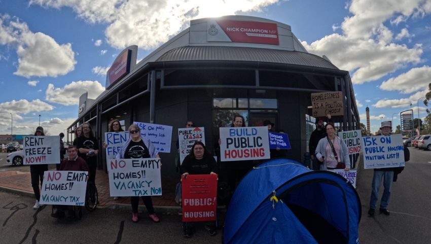Anti-Poverty Network South Australia housing protest