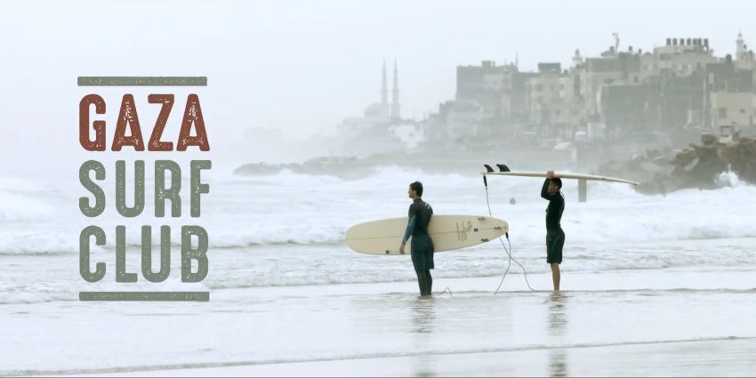 Graphic for 2016 documenatry film Gaza Surf Club