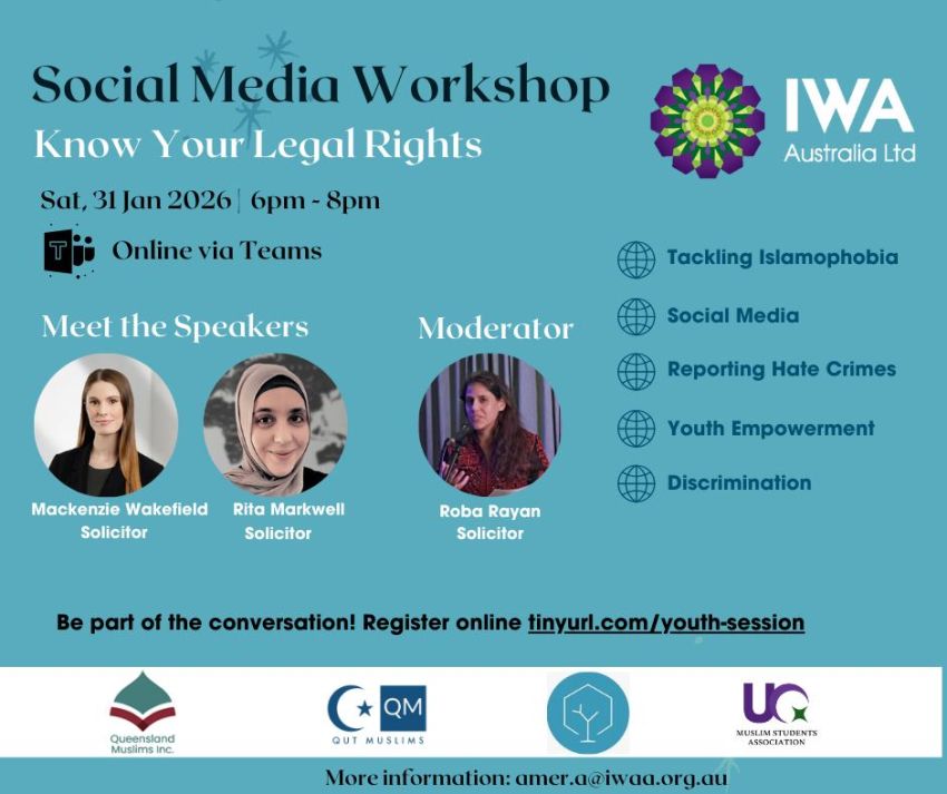 Graphic for event Social Media Workshop – Know Your Legal Rights, 6pm-8pm 31/01/2026 Online with Teams