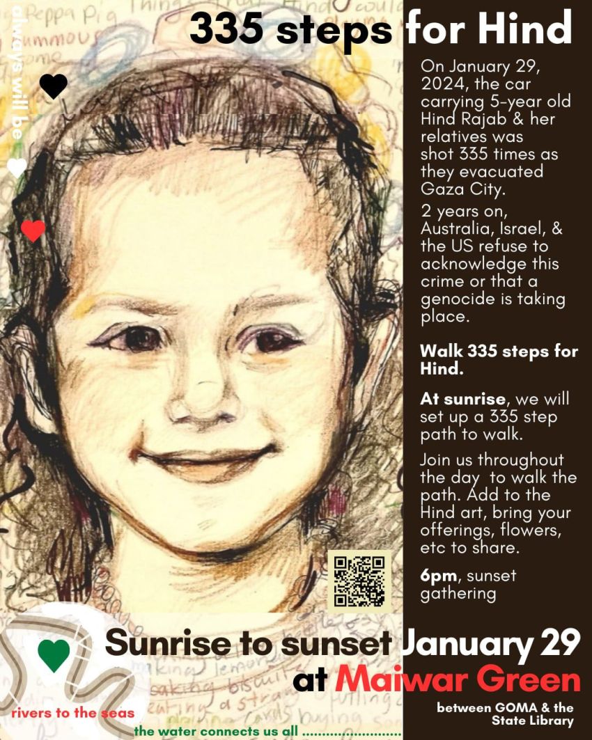 Poster for event 335 Steps For Hind, 5:15am Maiwar Green