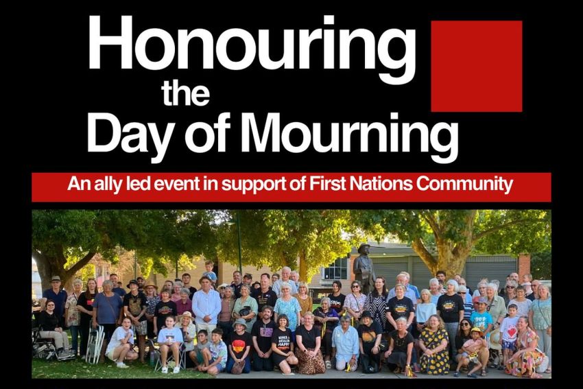 Graphic for event Honouring the Day of Mourning, 5:45pm 25/01/2026 William Cooper Statue, Cnr Nixon and Welsford Streets, Shepparton, Yorta Yorta Country