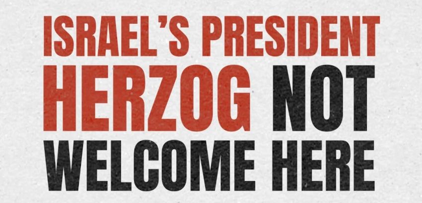 Graphic for event Protest: Israeli President not welcome here! Stop the genocide! 01/02/2026
