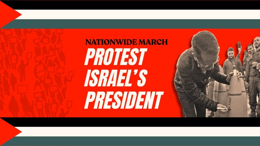 Artwork and graphic for event Nationwide March: Protest Israel's President, February 2026