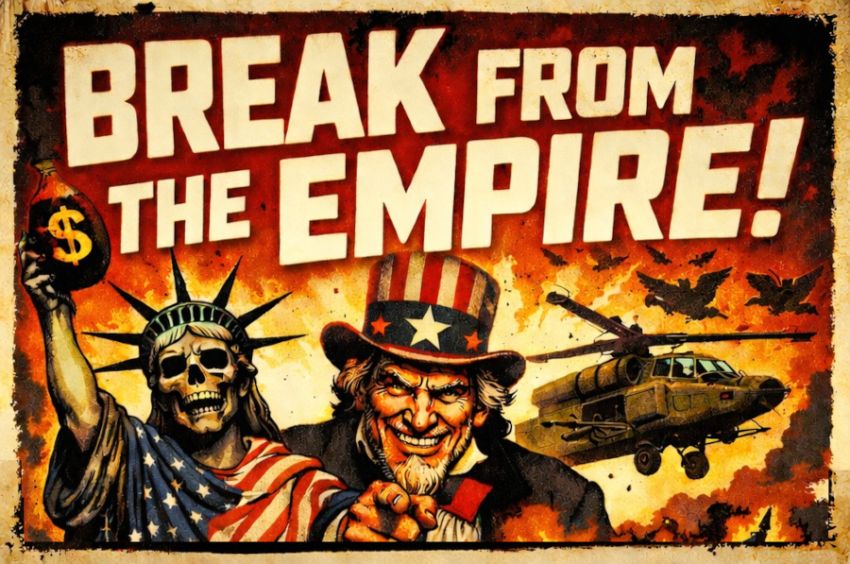 Slopic for event Break From The Empire! Rally 6pm 05/02/2026 Beehive Corner, Rundle Mall, Tarntanya SA 5000