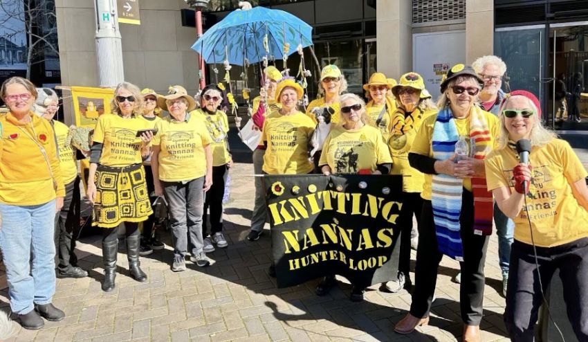 Sydney Knitting Nannas and Friends at a protest
