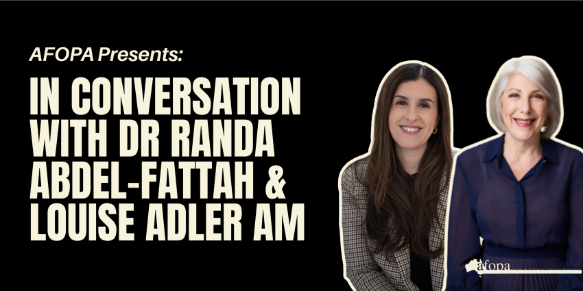 Artwork and graphic for event In conversation with Dr Randa Abdel-Fattah and Louise Adler, 6pm-7pm 01/03/2026 Adelaide Town Hall, 128 King William Street, Tarntanya SA 5000
