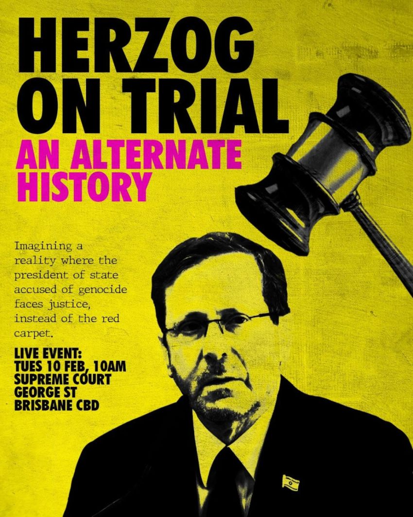 Artwork and poster for event Herzog on Trial: An Alternate History, 10am 10/02/2026,  Supreme and District Courts Brisbane, 1/415 George St, Brisbane City QLD 4000