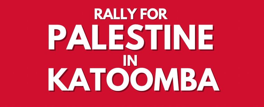 Artwork and graphic for Rally for Palestine in Katoomba