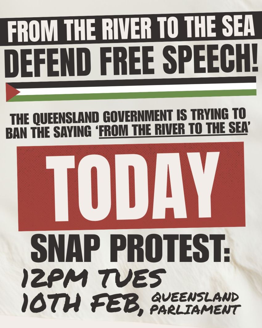 Artwork and poster for event Snap action: Support Free Speech, 12 10/02/2026 Queensland Parliament 2A George St, Brisbane City QLD 4000