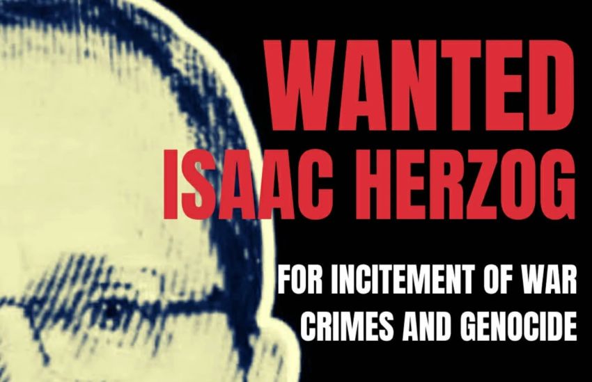 Artwork and graphic for event Wanted: Isaac Herzog – For incitement of war crimes and genocide, 5pm-6pm 13/02/2026 Bendigo Sign, View Street & Pall Mall Bendigo VIC 3550
