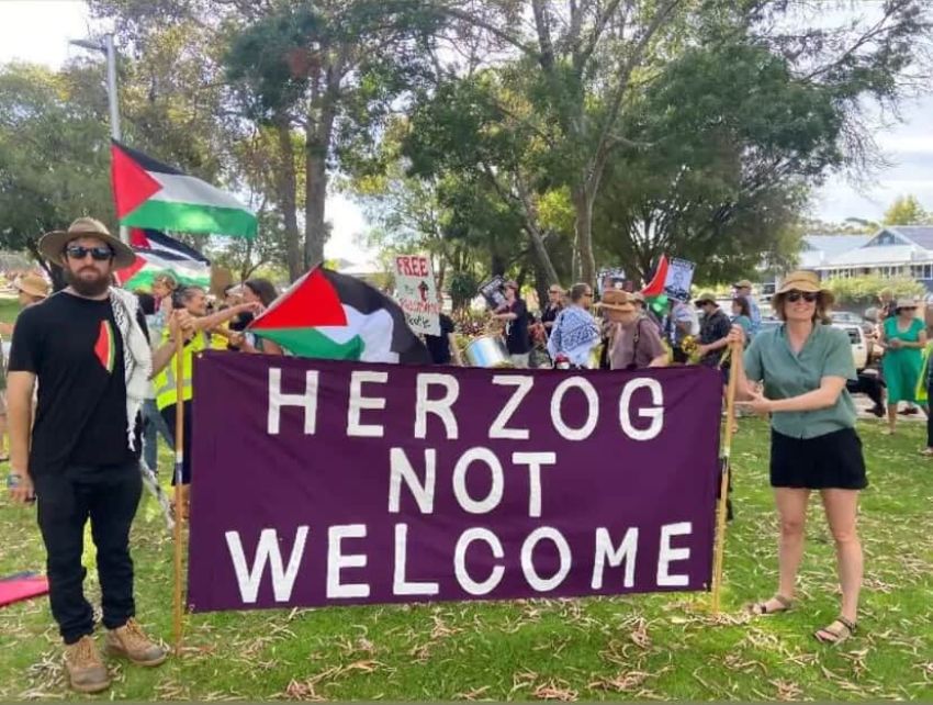 margaret river protest against isaac herzog