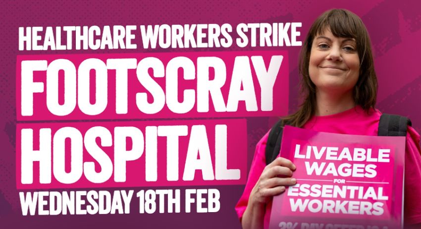 Artowkr and graphic for event Healthcare Workers Footscray Hospital Strike, 11am 18/02/2026 Footscray Memorial Garden, corner of Ballarat Rd & Mills Cl, Footscray VIC 3011