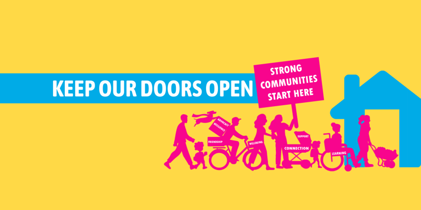Keep Our Doors Open campaign banner artwork and graphic