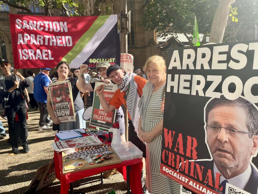 Socialist Alliance members at the Herzog rally in Sydney