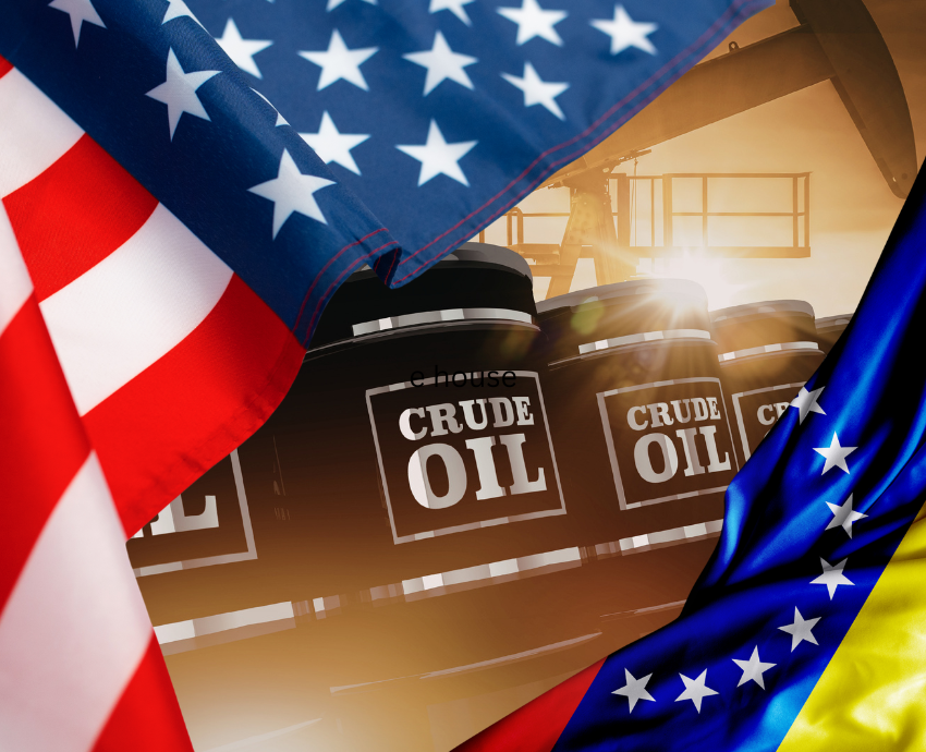 USA flag Venezuela flag oil barrels