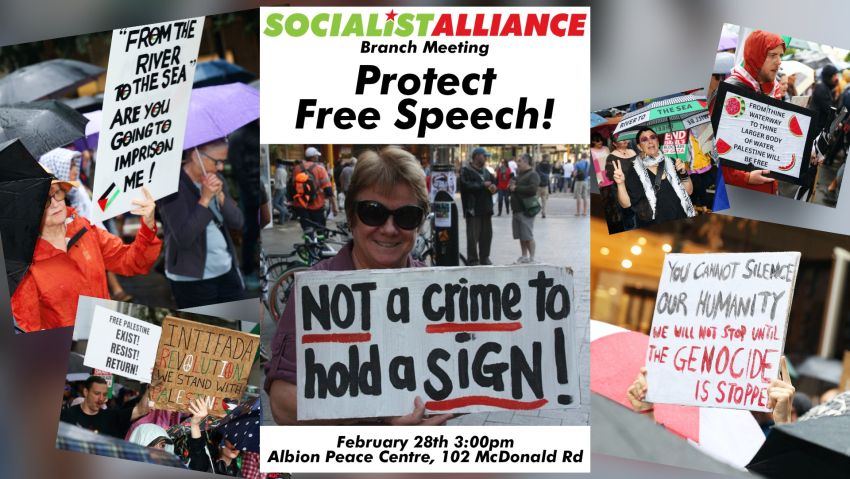 Socialist Alliance meeting: Protect Free Speech